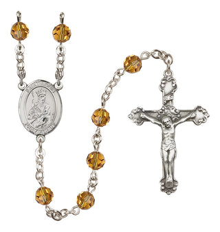 Sterling Silver 6mm Austrian Crystal Saint Louis Rosary in Topaz