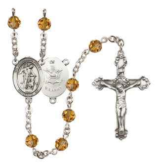Sterling Silver 6mm Austrian Crystal Guardian Angel / Army Rosary in Topaz