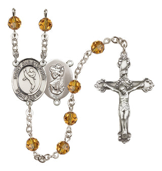 Sterling Silver 6mm Saint Christopher/Martial Arts Rosary