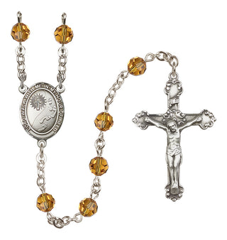 Sterling Silver 6mm Footprints / Cross  Engraved Catholic Rosaries