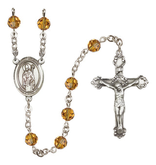 Sterling Silver 6mm Austrian Crystal Saint Ronan Rosary in Topaz