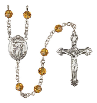 Sterling Silver 6mm Austrian Crystal Divine Mercy Rosary in Topaz