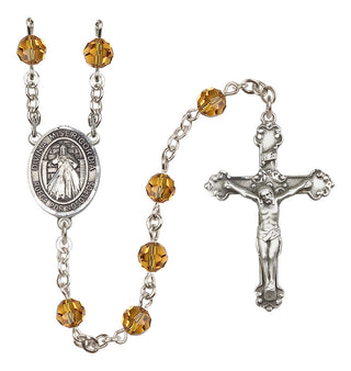 Sterling Silver 6mm Austrian Crystal Divina Misericordia Rosary in Topaz