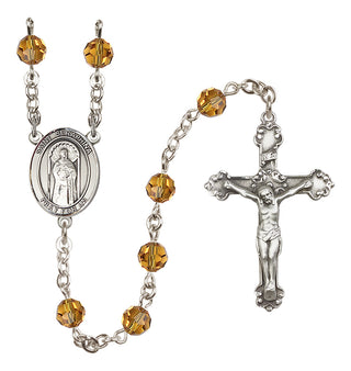 Sterling Silver 6mm Austrian Crystal Saint Seraphina Rosary in Topaz