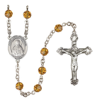 Sterling Silver 6mm Austrian Crystal Saint Lydia Purpuraria Rosary in Topaz