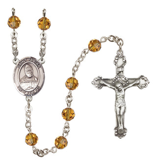 Sterling Silver 6mm Saint Fabian  Engraved Catholic Rosaries