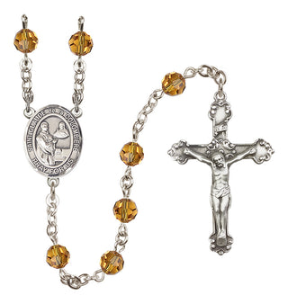 Sterling Silver 6mm Austrian Crystal Saint Claude de la Colombiere Rosary in Topaz