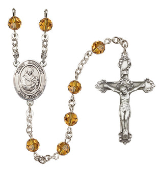 Sterling Silver 6mm Austrian Crystal Saint Norbert of Xanten Rosary in Topaz