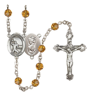 Sterling Silver 6mm Saint Christopher / Football Rosary