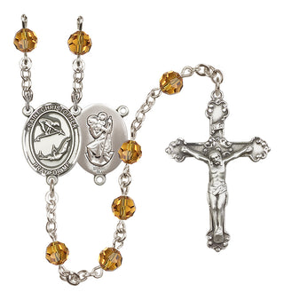 Sterling Silver 6mm Saint Christopher/Gymnastics Rosary