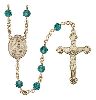 14 Karat Gold-Filled 6mm Austrian Crystal Saint Albert the Great Rosary in Zircon