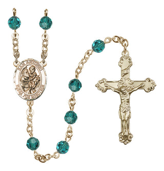 14 Karat Gold-Filled 6mm Austrian Crystal San Antonio Rosary in Zircon