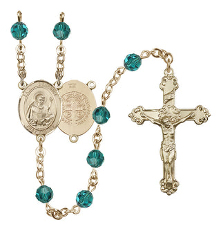 14 Karat Gold-Filled 6mm Austrian Crystal Saint Benedict Rosary in Zircon