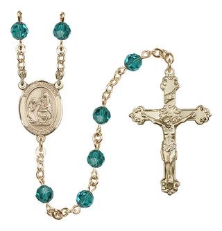 14 Karat Gold-Filled 6mm Austrian Crystal Saint Catherine of Siena Rosary in Zircon