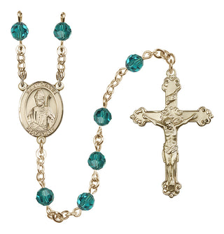 14 Karat Gold-Filled 6mm Austrian Crystal Saint Dennis Rosary in Zircon