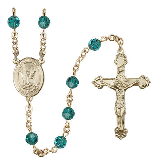 14 Karat Gold-Filled 6mm Austrian Crystal Saint Helen Rosary in Zircon