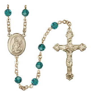 14 Karat Gold-Filled 6mm Austrian Crystal Saint Lucia of Syracuse Rosary in Zircon
