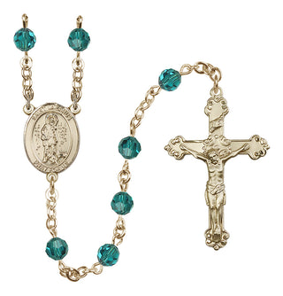 14 Karat Gold-Filled 6mm Austrian Crystal Saint Lazarus Rosary in Zircon