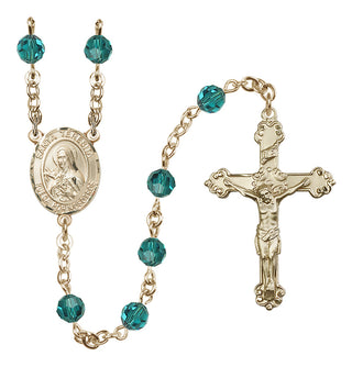14 Karat Gold-Filled 6mm Austrian Crystal Santa Teresita Rosary in Zircon