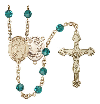 14 Karat Gold-Filled 6mm Austrian Crystal Saint Cecilia / Marching Band Rosary in Zircon