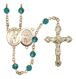 14 Karat Gold-Filled 6mm Austrian Crystal Saint Sebastian / Rodeo Rosary in Zircon