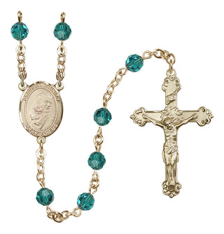 14 Karat Gold-Filled 6mm Austrian Crystal Blessed Trinity Rosary in Zircon