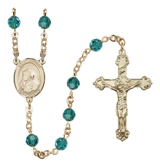 14 Karat Gold-Filled 6mm Austrian Crystal Saint Bruno Rosary in Zircon