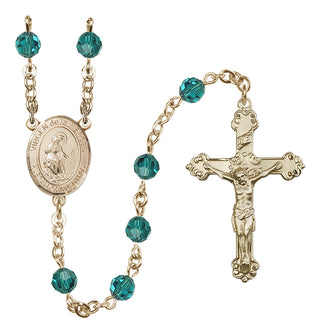 14 Karat Gold-Filled 6mm Austrian Crystal Virgen de la Merced Rosary in Zircon
