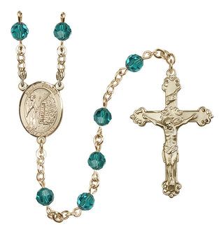 14 Karat Gold-Filled 6mm Austrian Crystal Saint Fiacre Rosary in Zircon