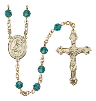 14 Karat Gold-Filled 6mm Austrian Crystal Saint Malachy O'More Rosary in Zircon
