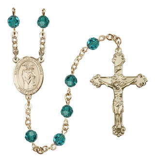14 Karat Gold-Filled 6mm Austrian Crystal Saint Thomas A Becket Rosary in Zircon