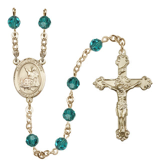14 Karat Gold-Filled 6mm Austrian Crystal Saint John Licci Rosary in Zircon