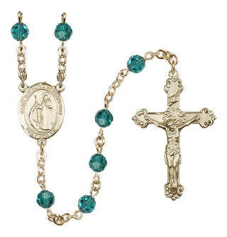 14 Karat Gold-Filled 6mm Austrian Crystal Saint Raymond of Penafort Rosary in Zircon