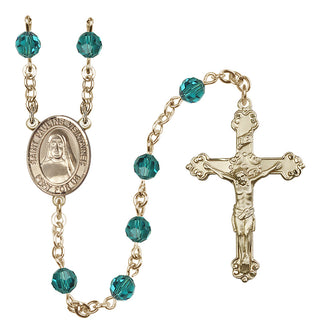 14 Karat Gold-Filled 6mm Austrian Crystal Saint Pauline Visintainer Rosary in Zircon