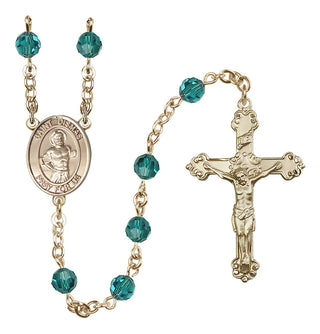 14 Karat Gold-Filled 6mm Austrian Crystal Saint Dismas Rosary in Zircon