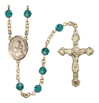 14 Karat Gold-Filled 6mm Austrian Crystal Our Lady of Czestochowa Rosary in Zircon