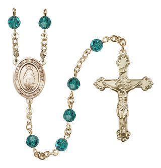 14 Karat Gold-Filled 6mm Austrian Crystal Our Lady of Good Help Rosary in Zircon