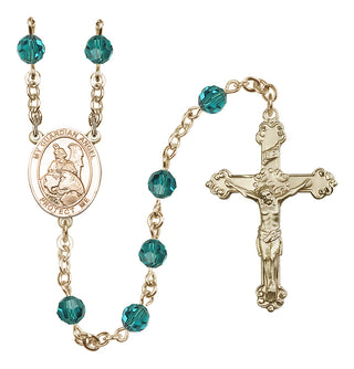 14 Karat Gold-Filled 6mm Austrian Crystal Guardian Angel Protector Rosary in Zircon