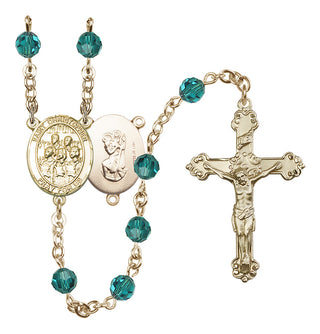 14 Karat Gold-Filled 6mm Austrian Crystal Saint Christopher / Choir Rosary in Zircon