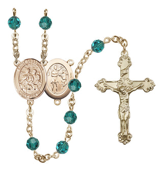 14 Karat Gold-Filled 6mm Austrian Crystal Saint Sebastian / Choir Rosary in Zircon