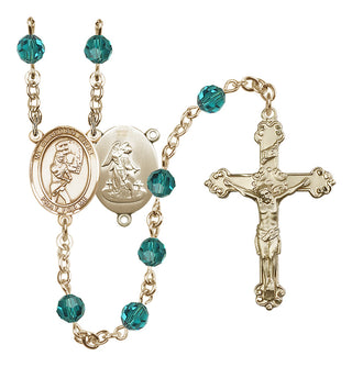 14 Karat Gold-Filled 6mm Austrian Crystal Guardian Angel/Softball Rosary in Zircon