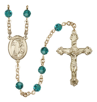 14 Karat Gold 6mm Austrian Crystal Saint Elmo Rosary in Zircon