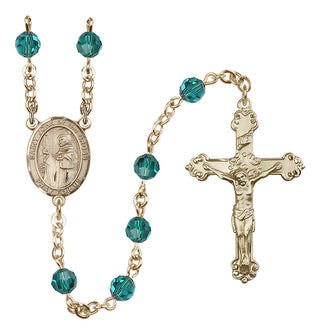14 Karat Gold 6mm Austrian Crystal Saint John of the Cross Rosary in Zircon