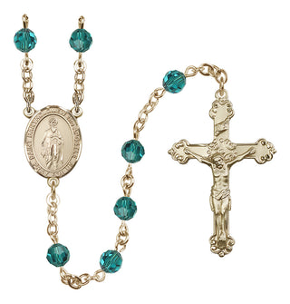 14 Karat Gold 6mm Austrian Crystal Saint Bartholomew the Apostle Rosary in Zircon