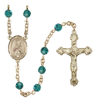 14 Karat Gold 6mm Austrian Crystal Saint Matilda Rosary in Zircon