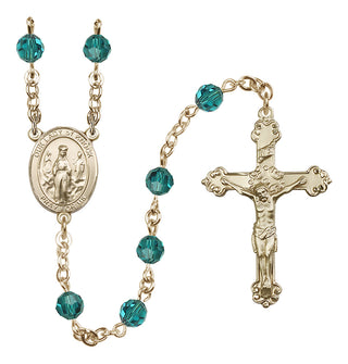 14 Karat Gold 6mm Austrian Crystal Our Lady of Knock Rosary in Zircon