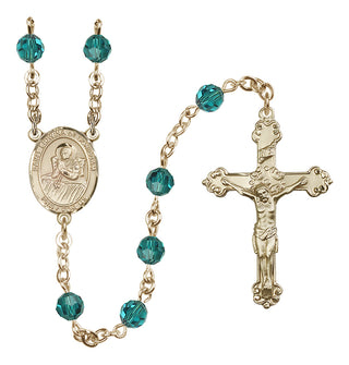 14 Karat Gold 6mm Austrian Crystal Saint Lidwina of Schiedam Rosary in Zircon