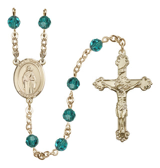 14 Karat Gold 6mm Austrian Crystal Saint Odilia Rosary in Zircon