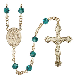 14 Karat Gold 6mm Austrian Crystal Saint Felicity Rosary in Zircon