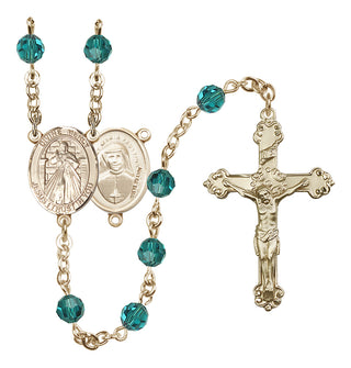 14 Karat Gold 6mm Austrian Crystal Divine Mercy Rosary in Zircon